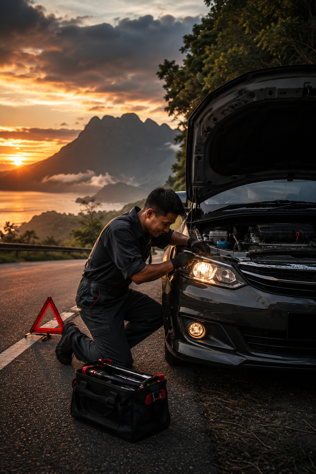 Mobile car mechanic working on a vehicle in Wangsa Maju